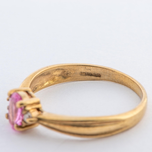 167 - 0.56 Cts Natural Pink Sapphire and Diamond Gold Ring, 9K Gold, Size N to O 

  Metal: Yellow Gold 9K... 