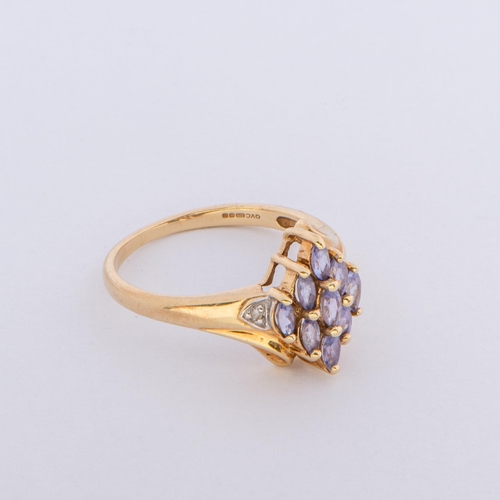 169 - 0.65 Cts Natural Tanzanites and Diamonds Gold Ring, 9K Gold, Size Q to R 

  Metal: Yellow Gold 9K/3... 