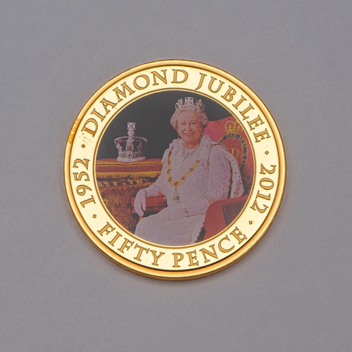 223 - Jersey, Gold Plated Fifty Pence with Certificate, 2011 Rev: 'The Queen's Diamond Jubilee 2012', Gold... 