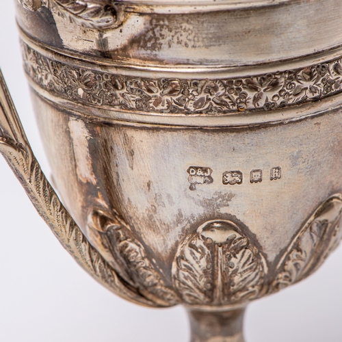 23 - Sterling Silver Cup 1925 London marked D&J with Gold Plated inner part, floral decoration 

  Me... 