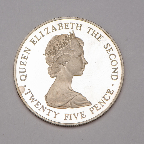 239 - 25 Pence - Elizabeth II Royal Visit, Bailiwick of Guernsey, Silver Proof Coin, 1978, Silver 925, Enc... 