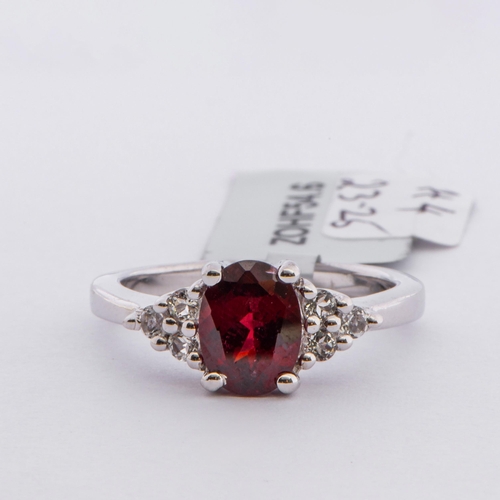 61 - 1.85 Ct Natural Tocantine Garnet and White Topaz Silver Ring, Silver 925, Limited Edition 1 of 200 P... 