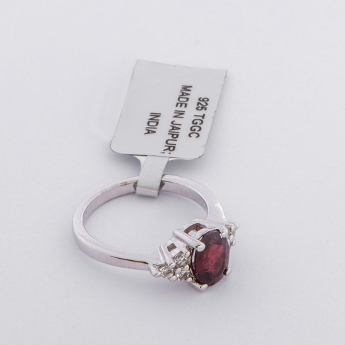 61 - 1.85 Ct Natural Tocantine Garnet and White Topaz Silver Ring, Silver 925, Limited Edition 1 of 200 P... 