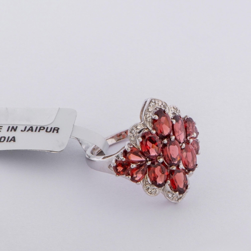 71 - 5.11 Ct Natural Red Garnets and White Topaz Silver Ring, Silver 925, Limited Edition 1 of 155 Pieces... 