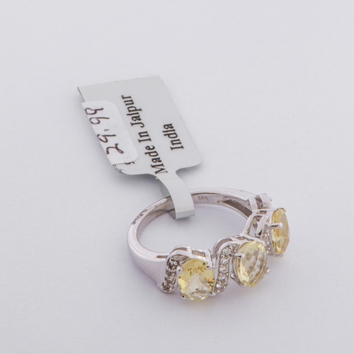 73 - 2.30 Ct Natural Chartreuse Sanidines and White Topaz Silver Ring, Silver 925, Limited Edition 1 of 2... 