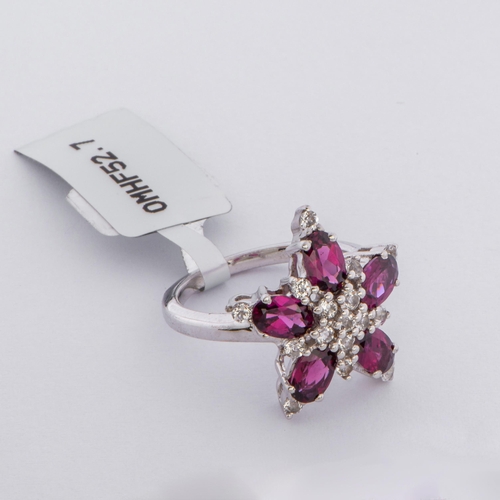 77 - 3.56 Ct Natural Tocantine Garnets and White Topaz Silver Ring, Silver 925, Limited Edition 1 of 142 ... 