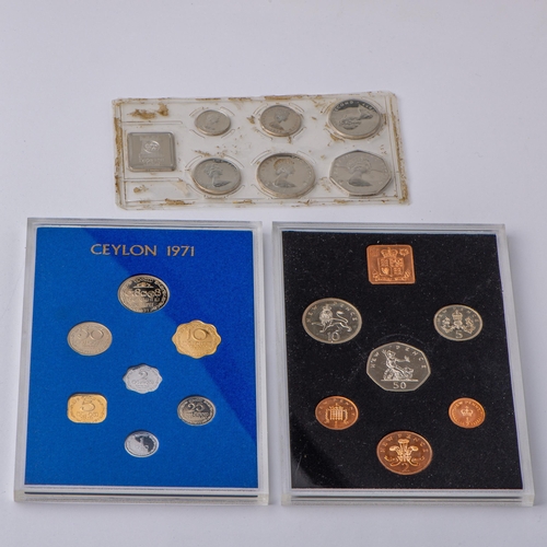 96 - 1977 Isle of Man, 1971 Great Britain and Norther Ireland, and 1971 Ceylon Coinage Collections, All o... 