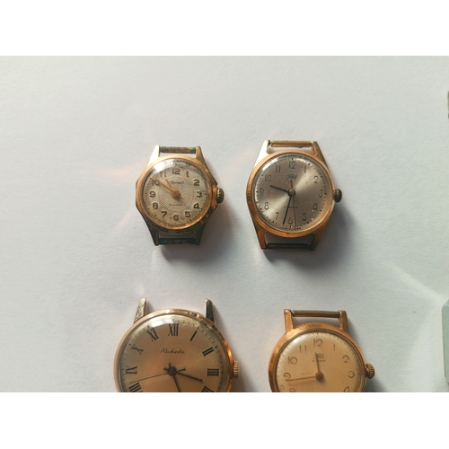 4 - Selection of 6 Eastern European Manual wind watches, including 3 Zaria, 1 Raketa, 1 Aurora and 1 Mei... 