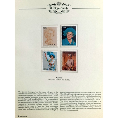 83 - The Royal Family '95th Birthday' Album Collection. Contains 7 Pages: Isle of Man (1 Crown Coin #0628... 