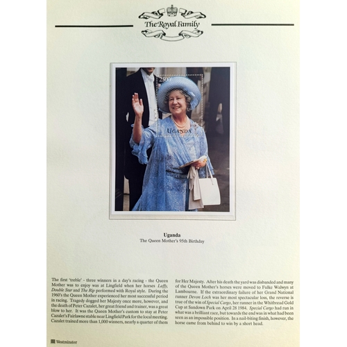 83 - The Royal Family '95th Birthday' Album Collection. Contains 7 Pages: Isle of Man (1 Crown Coin #0628... 