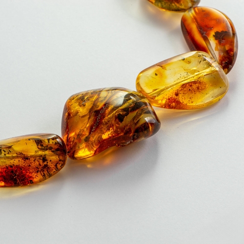 12 - Stately Transparent Natural Baltic Amber Necklace with Silver Clasp. Colours slightly vary from deep... 