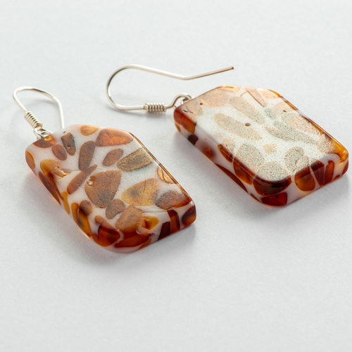 21 - Leopard Texture Natural Baltic Amber Solid Earrings with Silver Leverback Findings. Measurements: 32... 