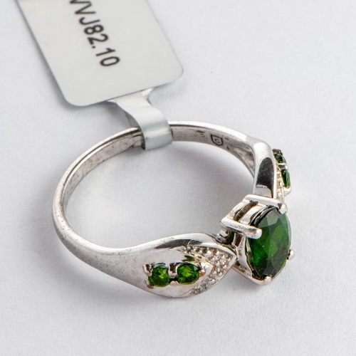 100 - 1.82 Ct Natural Chrome Diopside and Diamond Silver Ring, Silver 925, Limited Edition 1 of 60 Pieces,... 