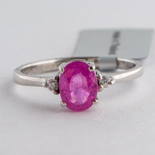 109 - 1.94 Ct Natural Pink Sapphire and White Zircon Silver Ring, Silver 925, Limited Edition 1 of 300 Pie... 