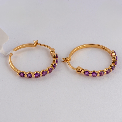 118 - 1.50 Ct Natural Ametista Amethyst Gold Plated Silver Earrings, Silver 925, TGGC Certificate of Authe... 