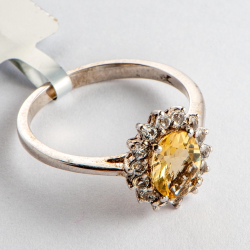 119 - 2.13 Ct Natural Rio Grande Citrine and White Topaz Silver Ring, Silver 925, Limited Edition 1 of 144... 