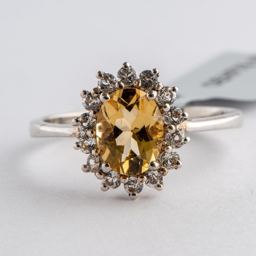 119 - 2.13 Ct Natural Rio Grande Citrine and White Topaz Silver Ring, Silver 925, Limited Edition 1 of 144... 