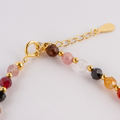 120 - 11 Ct Natural Multi - Colour Spinel Gold Plated Silver Bracelet, Silver 925, TGGC Certificate of Aut... 