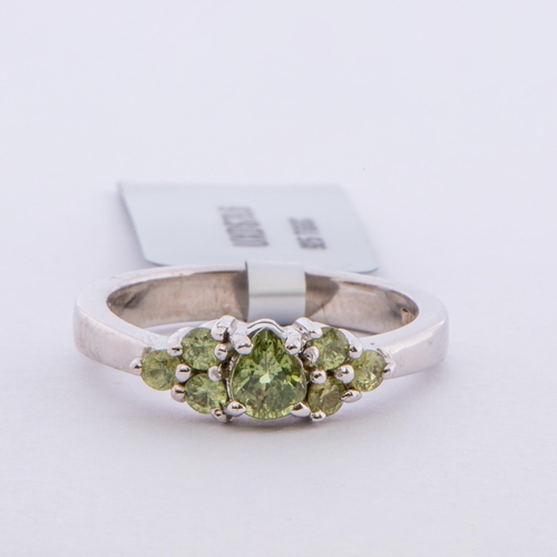 125 - 0.72 Ct Natural Ambia Demantoid Garnet Silver Ring, Silver 925, TGGC Certificate of Authenticity 

 ... 