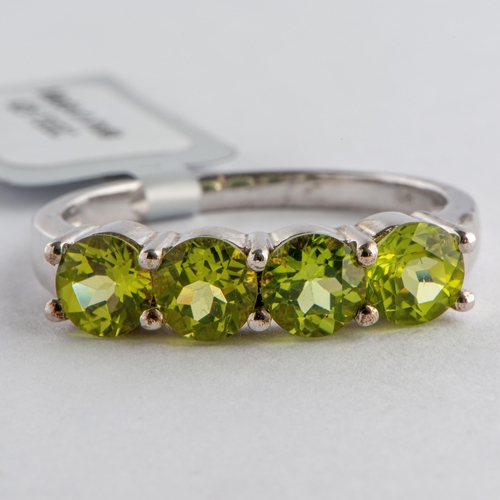 129 - 2.20 Ct Natural Changbai Peridot Silver Ring, Silver 925, TGGC Certificate of Authenticity 

  Metal... 