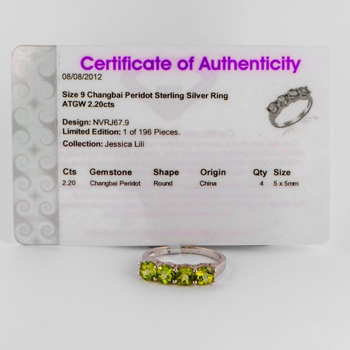 129 - 2.20 Ct Natural Changbai Peridot Silver Ring, Silver 925, TGGC Certificate of Authenticity 

  Metal... 