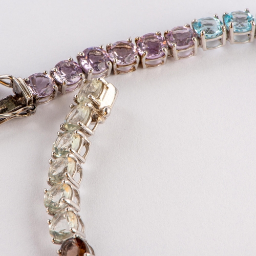 131 - 16.91 Ct Natural Multi - Gemstone Silver Bracelet, Silver 925, Limited Edition 1 of 79 Pieces, TGGC ... 