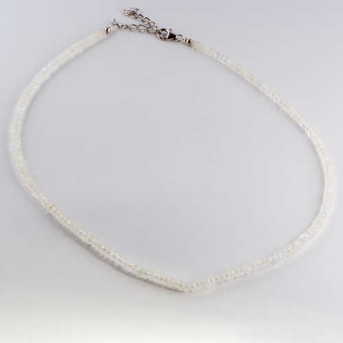 133 - 57.00 Ct Natural Rainbow Moonstone Silver Bead Necklace, Silver 925, Limited Edition 1 of 110 Pieces... 