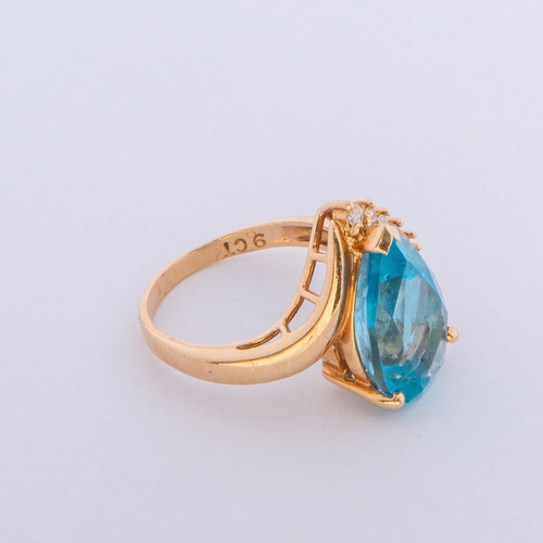 168 - 5.10 Cts Natural Sky Blue Topaz and Diamonds Gold Ring, 9K Gold, Size H to I 

  Metal: Yellow Gold ... 