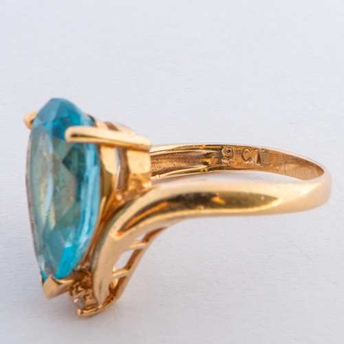 168 - 5.10 Cts Natural Sky Blue Topaz and Diamonds Gold Ring, 9K Gold, Size H to I 

  Metal: Yellow Gold ... 