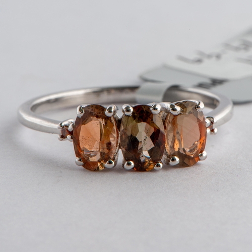 182 - 1.31 Ct Natural Gouveia Andalusite and Cognac Diamond Silver Ring, Silver 925, Limited Edition 1 of ... 