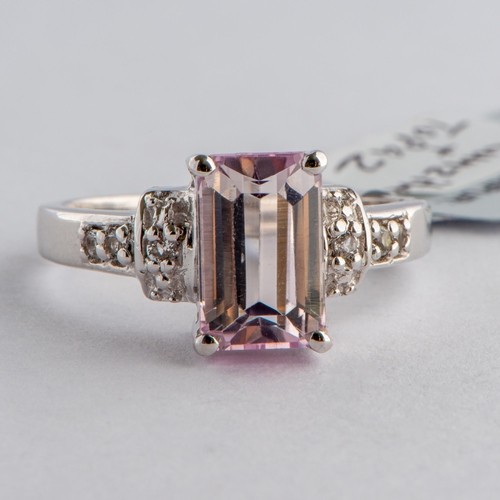 184 - 2.75 Ct Natural Mawi Kunzite and White Topaz Silver Ring, Silver 925, Limited Edition 1 of 49 Pieces... 