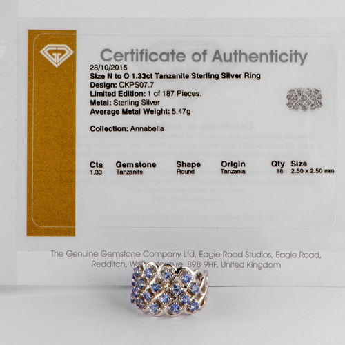 19 - 1.33 Ct Natural Tanzanite Silver Ring, Silver 925, Limited Edition 1 of 187 Pieces, TGGC Certificate... 