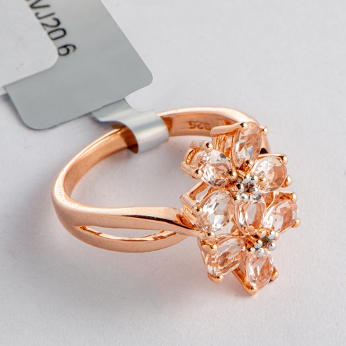 193 - 1.26 Ct Natural Zambezia Morganite and White Topaz Silver Ring, Silver 925, Limited Edition 1 of 349... 