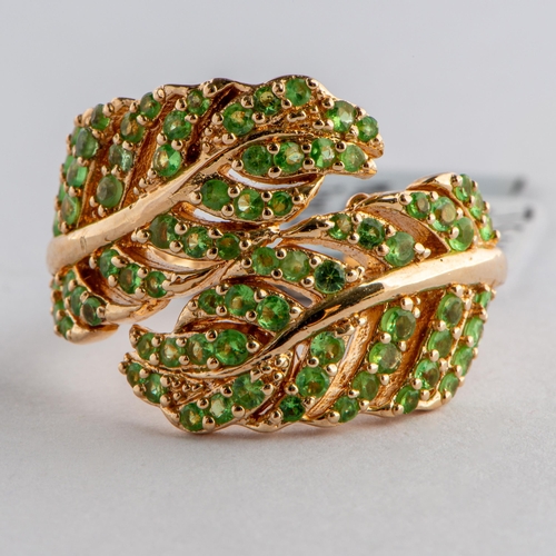 20 - 1.24 Ct Natural Tsavorite Garnet Gold Plated Silver Ring, Silver 925, Limited Edition 1 of 100 Piece... 