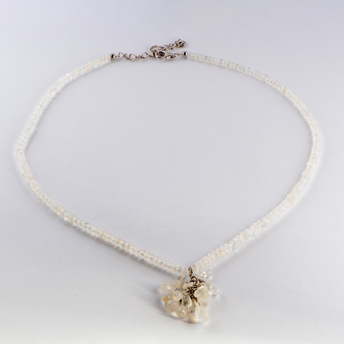 210 - 80.00 Ct Natural Rainbow Moonstone Silver Bead Necklace, Silver 925, Limited Edition 1 of 166 Pieces... 