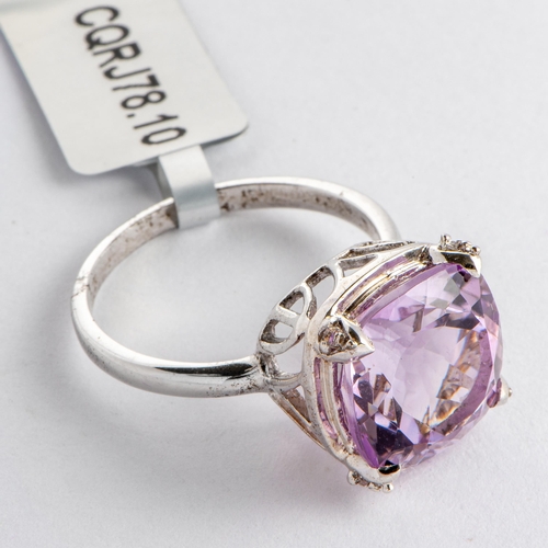 214 - 8.06 Ct Natural Rose de France Amethyst Silver Ring, Silver 925, Limited Edition 1 of 60 Pieces, TGG... 