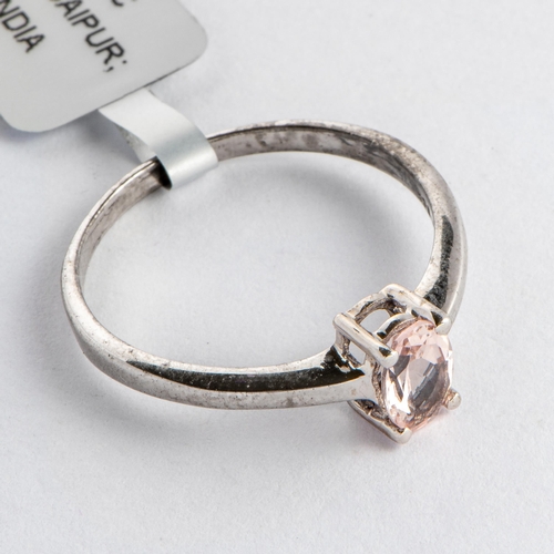 215 - 0.67 Ct Natural Morganite Silver Ring, Silver 925, TGGC Certificate of Authenticity 

  Metal: Sterl... 