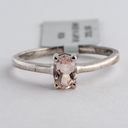 215 - 0.67 Ct Natural Morganite Silver Ring, Silver 925, TGGC Certificate of Authenticity 

  Metal: Sterl... 