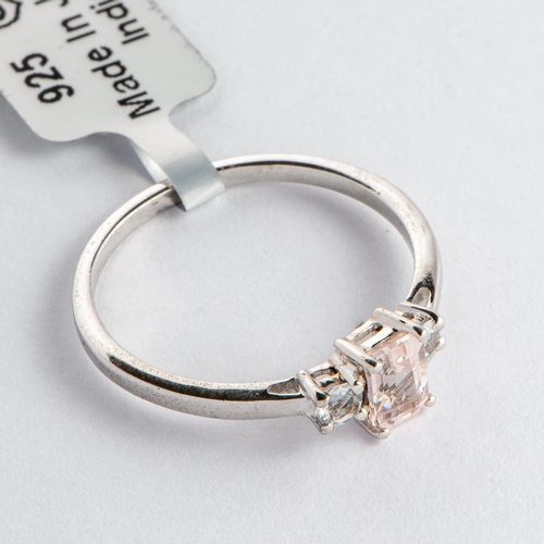 228 - 0.81 Ct Natural Rose Danburite and White Topaz Silver Ring, Silver 925, Limited Edition 1 of 164 Pie... 