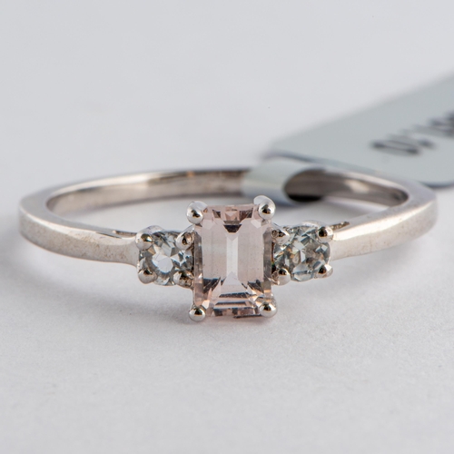 228 - 0.81 Ct Natural Rose Danburite and White Topaz Silver Ring, Silver 925, Limited Edition 1 of 164 Pie... 