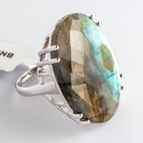 246 - 47.62 Ct Natural Labradorite Silver Ring, Silver 925, Limited Edition 1 of 78 Pieces, TGGC Certifica... 