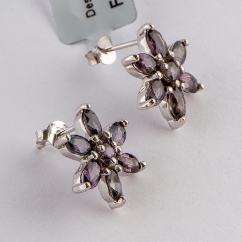 249 - 4.05 Ct Natural Tunduru Colour Change Sapphire Silver Earrings, Silver 925, Limited Edition 1 of 80 ... 