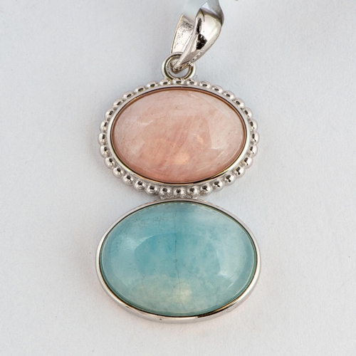 259 - 15.50 Ct Natural Aquamarine and Morganite Silver Pendant, Silver 925, Limited Edition 1 of 400 Piece... 