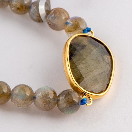 266 - 78.20 Ct Natural Labradorite Gold Tone Silver Bracelet, Silver 925, TGGC Certificate of Authenticity... 