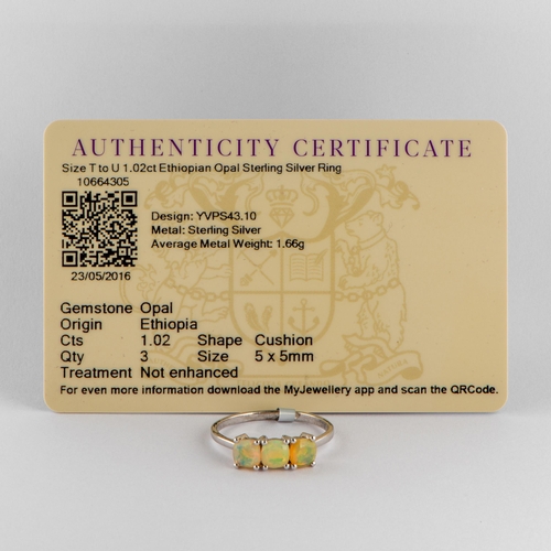 28 - 1.02 Ct Natural Ethiopian Opal Silver Ring, Silver 925, TGGC Certificate of Authenticity 

  Metal: ... 