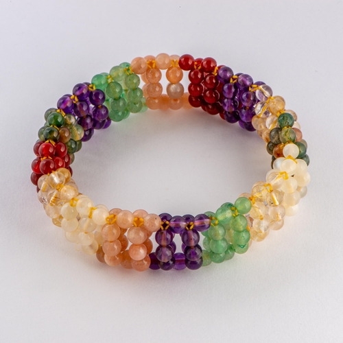 280 - 111 Ct Natural Multi Colour Gemstones Stretchable Bracelet, TGGC Certificate of Authenticity 

  Wei... 