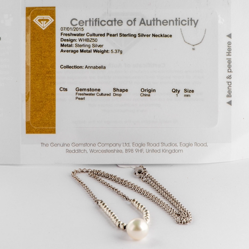 281 - Freshwater Cultured Pearl Silver Necklace, Silver 925, TGGC Certificate of Authenticity 

  Metal: S... 