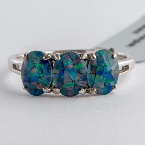 29 - Natural Mosaic Opal Silver Ring, Silver 925, TGGC Certificate of Authenticity 

  Metal: Sterling Si... 