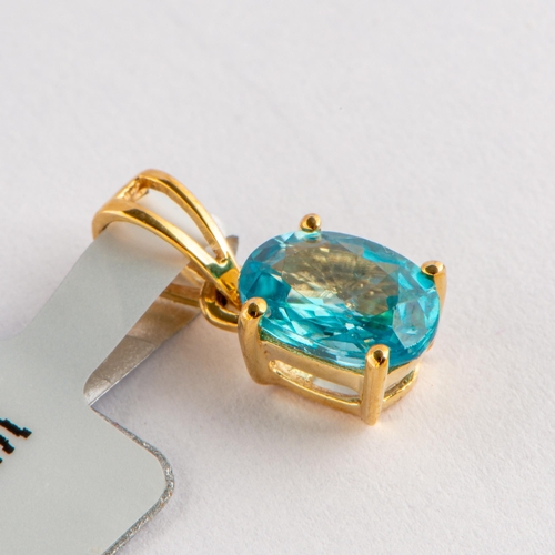 314 - 1.22 Ct Ratanakiri Blue Zircon 9K (10K) Gold Pendant, TGGC Certificate of Authenticity. Jacque Chris... 