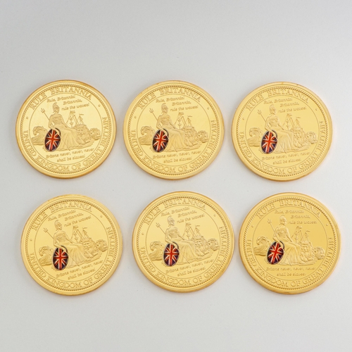 51 - Gold Plated Rule Britannia Proof Coin Coin Full Set with Certificates. 6 coins and 6 matching certif... 